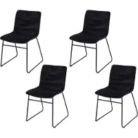 AC-DÉCO Lot de 4 chaises BROOKLYN en velours - L 55 x l 45 x H 78 cm - Noir