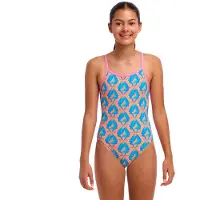 Funkita Single Strap One Piece Swimsuit Bleu,Rose 12 Years Fille