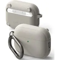 Ringke - Étui en silicone Onyx Magnetic avec texture antidérapante et ouverture pour mousqueton pour AirPods Pro 3 - gris chaud