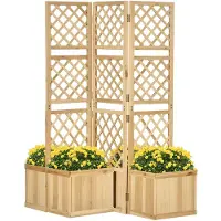 Aosom : Jardinière surélevée avec treillis rabattable et écran de protection, dimensions 133 x 165 cm