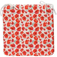 Kaemingk Coussin de chaise de jardin 40x40cm Rouge/Blanc Coquelicots Résistant aux intempéries Polyester Confortable Facile à entretenir