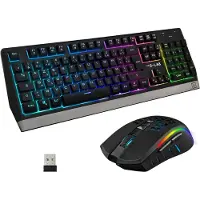 The G-Lab Jeu de souris Combo Tungsten, AZERTY, Iluminare RGB, 2400 dpi, Negru
