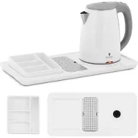 Royal Catering Bouilloire professionnelle pour hôtel - blanc - 1,2 L - 1800 W - avec station café et thé