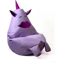 Go Gift Sako sac pouffe Licorne avec bouche violet L 105 x 80 cm