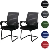 Mendler Lot de 2 chaises de salle à manger HWC-K51, chaise avec accoudoirs, tissu/textile (250 g/m²) MVG gris, structure noire
