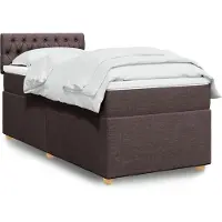 vidaXL Lit boxspring avec matelas brun foncé 90x190 cm Tissu