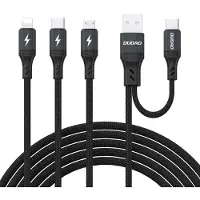 Dudao Câble L3W USB-A/USB-C vers Lightning/USB-C/MicroUSB 66W - noir