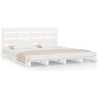 vidaXL Lit en bois massif sans matelas Blanc 180x200 cm pin