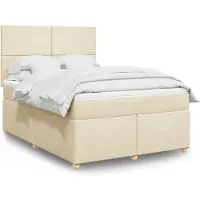 vidaXL Lit boxspring avec matelas Crème 140x190 cm Tissu