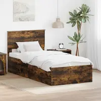 vidaXL Cadre de lit Chêne fumé 100 x 200 cm Bois composite