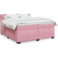 vidaXL Lit boxspring avec matelas rose 200x200 cm velours