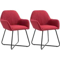 vidaXL Chaise de salle à manger 2 pcs. Tissu rouge vin
