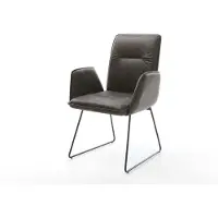 DELIFE Chaise-de-salle-à-manger Vinja-Flex microvelours anthracite vintage pied trapèze noir