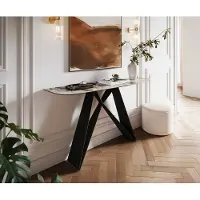 DELIFE Console Edge forme bateau 140x40 cm Céramique Patagonia Poliert Velio Métal Noir
