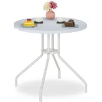 B2X Table de jardin aspect bois blanc