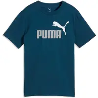Puma T-Shirt 'ESS No.1' bleu cyan / gris clair / blanc