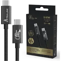 Extralink Smart Life cable USB C, nylon tressé, cable USB C à USB C 240W Fast Charge 3.0, jusqu'à 40Gbps, 2M cable usb type c, compatible avec de nombreux appareils, cable fast charge.