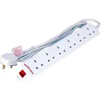 Microconnect 6-way UK Surge Protected Power Strip 2M White (MC-UKSURGESTRIP6-2M)