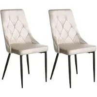 Beliani Sada de 2 chaises de salle à manger, revêtement en velours beige, pieds en fer noir, style moderne