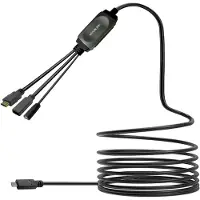 VivoLink USB-C HUB Cable with USB3.0 & Charging 7.5m noir