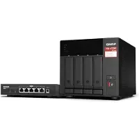 Qnap TS-473A + QSW-1105-5T Bundle Pack NAS Tower Ethernet/LAN Noir V1500B