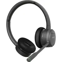 Gequdio GC-2 DECTHeadset pour FritzBox,avec BT pour PC/appareil mobile (Sans fil, USB-A), Casque micro de bureau, Noir
