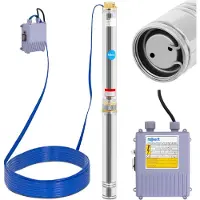 Hillvert Pompe immergée - 95 mm / 3.75'' - 13 800 l/h - 2200 W - 20 m de câble / 76,4 m de hauteur d'élévation - Inox