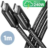 Axagon BUCM2-CM10AB Câble de charge, USB-C vers USB-C 2.0, 1 m, PD 240 W 5 A, ALU - Noir - Câble USB-C vers USB-C de 1 mètre de long - Compatible données et charge USB cable USB 2.0 USB C Noir