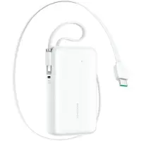 JOYROOM Batterie externe JR-PR2L 10000mAh 35W avec câble USB-C rétractable intégré et câble Lightning pour connexion - blanche