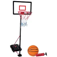 Dunlop Set de basket-ball 3 pièces de Panier de basket-ball avec support, à remplir d'eau ou de sable, ballon de basket et pompe à air Hauteur de jeu 165 - jusqu'à 205 cm