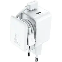 JOYROOM Chargeur USB-C GaN 45 W avec gestion des câbles - Blanc