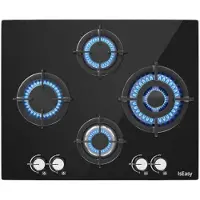IsEasy Mgbg-604b Glass Gas Hob 4 Burners Argenté One Size / EU Plug 220V