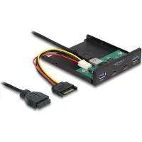 DeLOCK Hub 3,5″: 2x USB Type-C + 2x USB Type-A. USB header. - Del