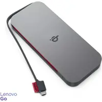 Lenovo GO Wireless Power Bank 10000 mAh, noir tonnerre, 258 g, 15 W (10000 mAh, 30 W, 38.50 Wh), Chargeur de secours, Noir, Gris