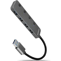 Axagon HUE-MSA Switch USB-A Superspeed Hub 4x USB 3.0 actif - 20cm noir USB 3.2 Gen 1 (3.1 Gen 1) Type-A 5000 Mbit/s Grey