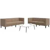 vidaXL 2-tlg. Ensemble canapé Chesterfield Faux cuir cappuccino