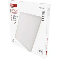 Emos Applique/plafonnier à LED FLORI, carré, blanc neutre 4000 K, 2200 lm, 22 W (au lieu d'une ampoule de 150 W), pour l'intérieur, 42x42 cm, blanc