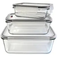 Cook Concept Lot de 3 Plats en Verre - - Hermétiques - Ultra-Résistants - Transparents