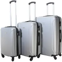 VERTICAL STUDIO "Linköping" Valise Ensemble de 3 20" 24" 28" argent