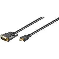 Microconnect DVI — HDMI (Typ A) (5 m), Câble vidéo, Noir