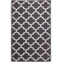 Homescapes Tapis d'extérieur résistant aux intempéries, noir et blanc, 180 x 270 cm, tapis de jardin Nola à motifs géométriques, tapis de balcon réversible