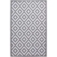 Homescapes Tapis d'extérieur résistant aux intempéries, gris et blanc, 180 x 270 cm, tapis de jardin Zoe à motifs géométriques, tapis de balcon réversible