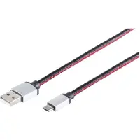 S-Conn USB câble de charge USB A-ST vers USB Micro B-ST cuir noir 2,0m (14-50105)