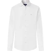 Hackett London pour homme. HM3010753 chemise texturée unie coupe ajustée blanc (M), Casuel, Coton, Classique, Manche longue