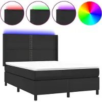 vidaXL Lit Boxspring avec matelas & LED Noir 140x200 cm Similicuir