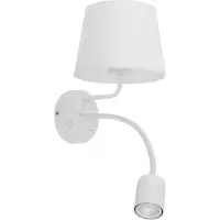 TK Lighting Applique intérieure Lampe de lecture Blanc Métal Abat-jour en tissu Bras flexible moderne Interrupteur pratique MAJA Lampe de lecture murale