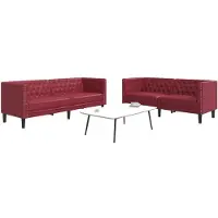 vidaXL Ensemble de canapé Chesterfield 2 pièces vin rouge similicuir
