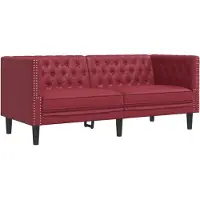 vidaXL Ensemble de canapé Chesterfield 3 pièces vin rouge similicuir