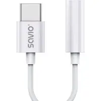 Savio Adaptateur audio USB 3.1 C (M) – Jack 3,5 mm (F) Blanc AK-51