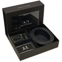 Armani Exchange pour homme. XM000185AF11958MC038 Ceinture en cuir avec deux passants noirs (OSFA), Casuel